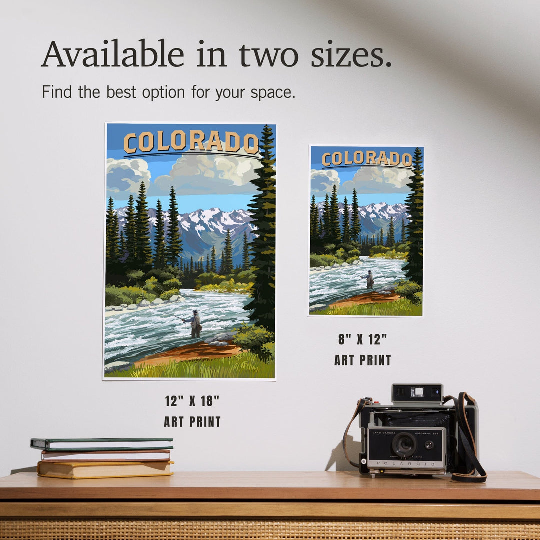 Colorado, Angler and River Rapids, Art & Giclee Prints Art Lantern Press 