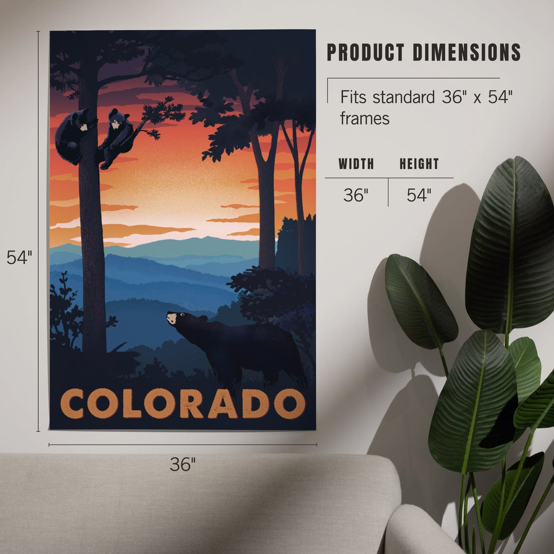 Colorado, Bear Family At Sunset, Art & Giclee Prints Art Lantern Press 
