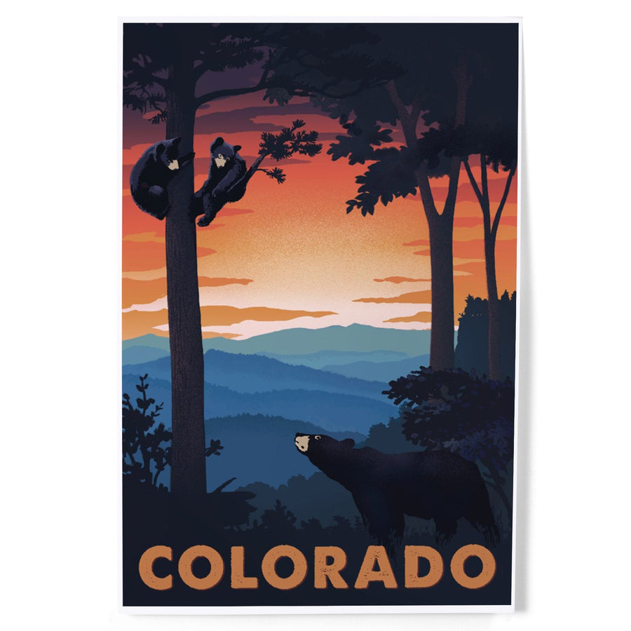 Colorado, Bear Family At Sunset, Art & Giclee Prints Art Lantern Press 
