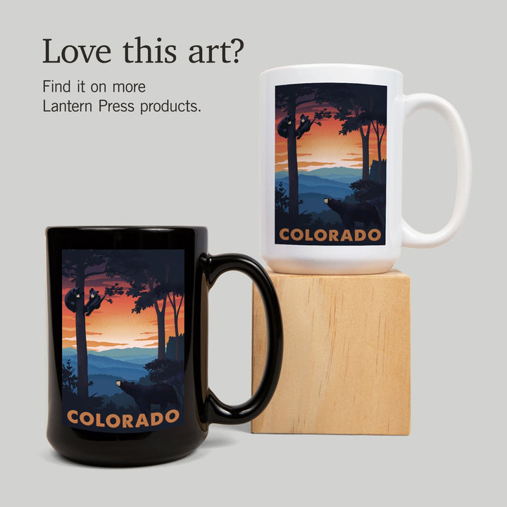 Colorado, Bear Family At Sunset, Lantern Press Artwork, Ceramic Mug Mugs Lantern Press 