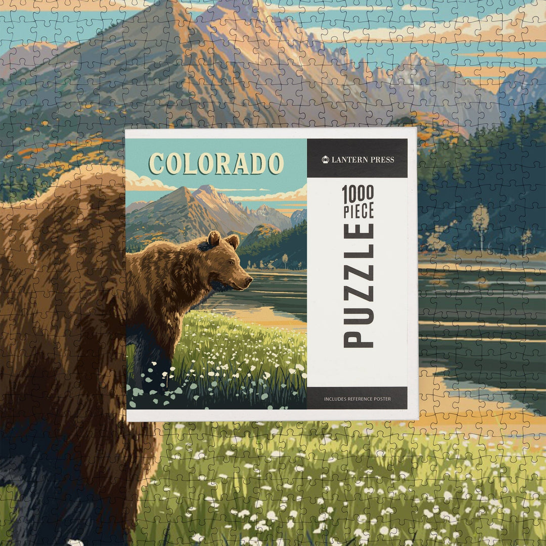 Colorado, Bear, Painterly, Jigsaw Puzzle Puzzle Lantern Press 