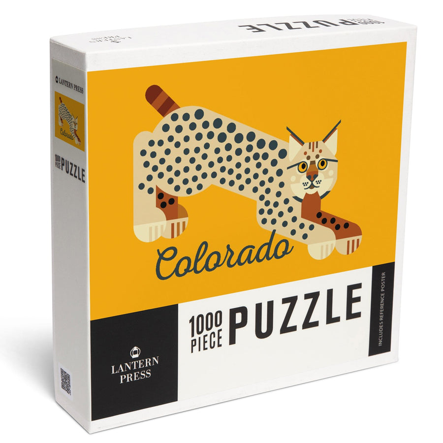 Colorado, Bobcat Geometric, Jigsaw Puzzle Puzzle Lantern Press 