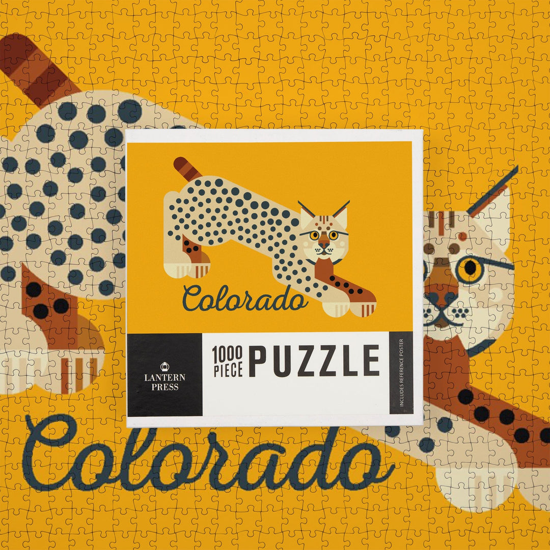 Colorado, Bobcat Geometric, Jigsaw Puzzle Puzzle Lantern Press 