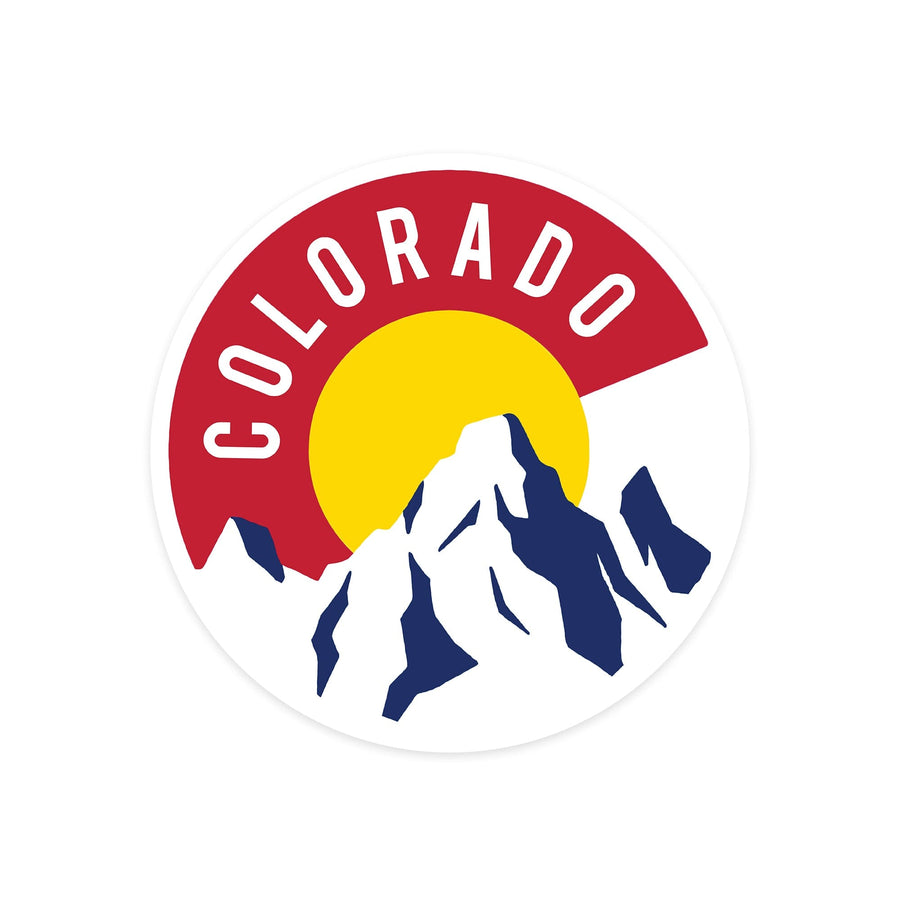 Colorado, C & Mountains, Contour, Lantern Press Artwork, Vinyl Sticker - Lantern Press