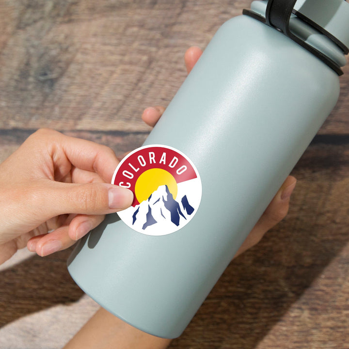 Colorado, C & Mountains, Contour, Lantern Press Artwork, Vinyl Sticker - Lantern Press