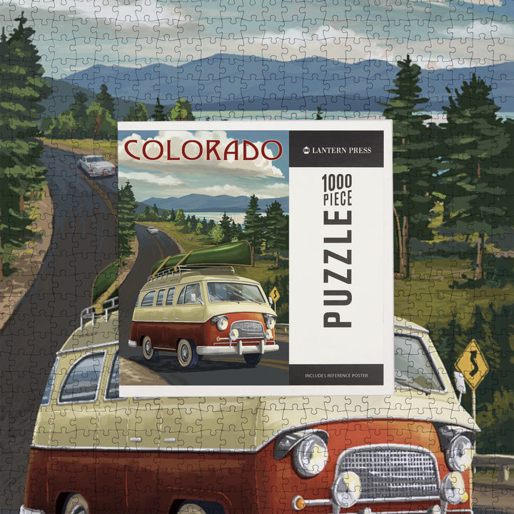 Colorado, Camper Van and Lake, Jigsaw Puzzle Puzzle Lantern Press 