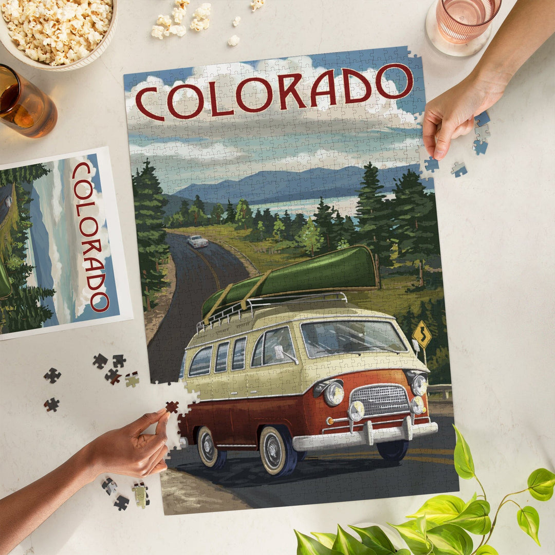 Colorado, Camper Van and Lake, Jigsaw Puzzle - Lantern Press