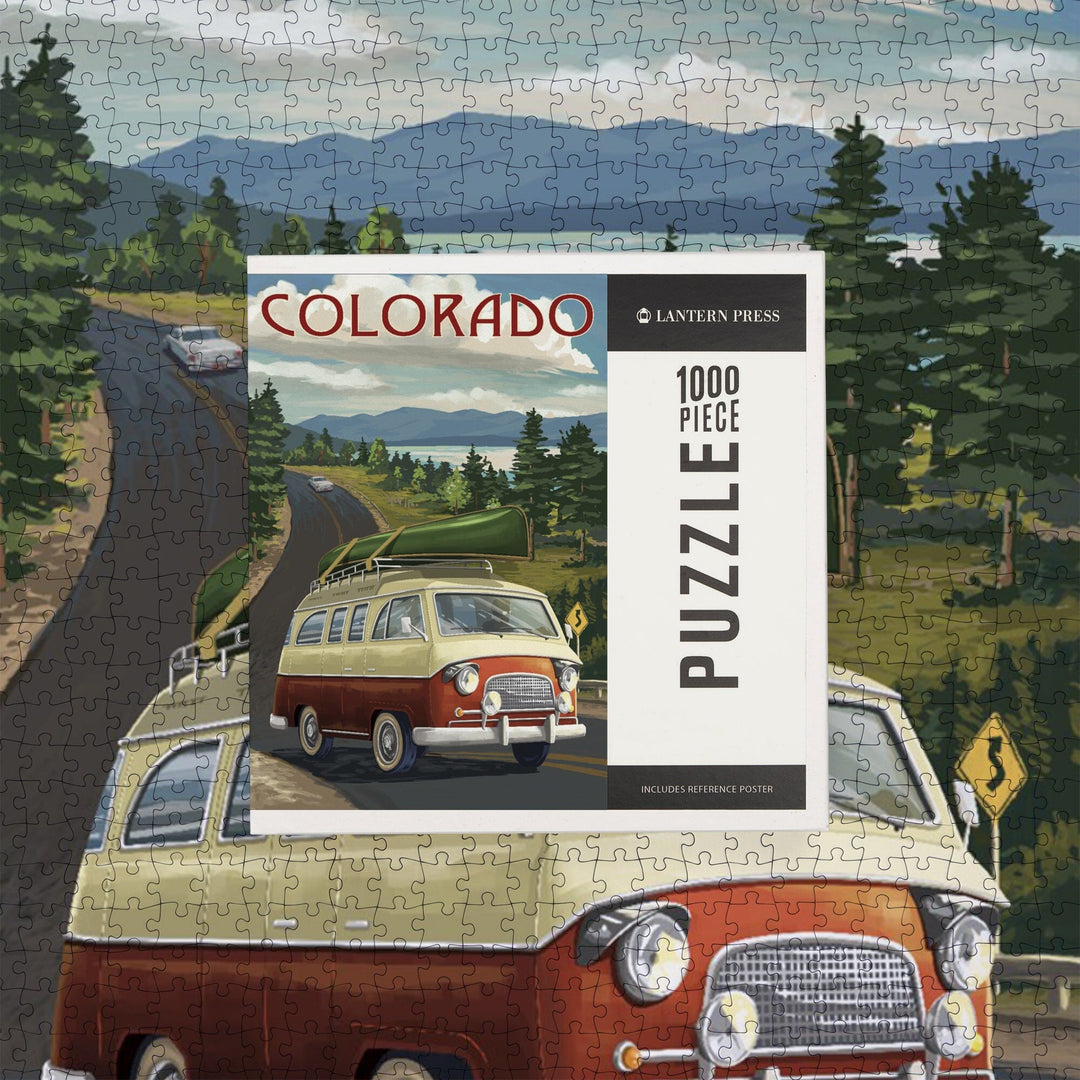 Colorado, Camper Van and Lake, Jigsaw Puzzle - Lantern Press