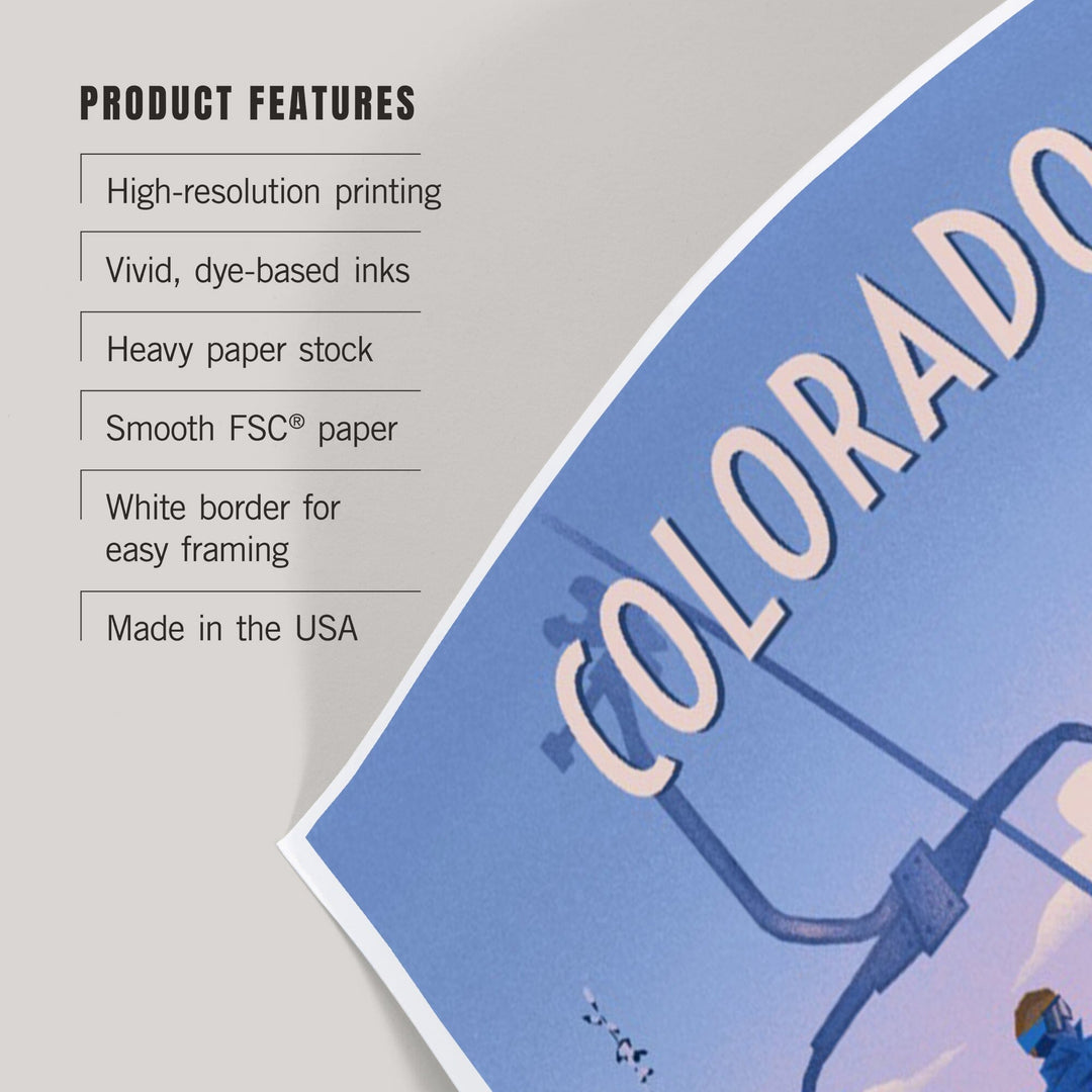 Colorado, Chill on the Uphill, Ski Lift, Art & Giclee Prints Art Lantern Press 
