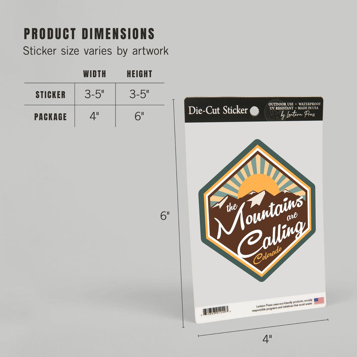 Colorado, Colorado, The Mountains are Calling, Contour, Lantern Press Artwork, Vinyl Sticker - Lantern Press