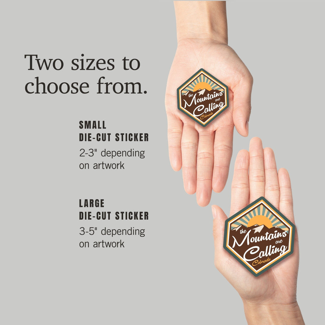 Colorado, Colorado, The Mountains are Calling, Contour, Lantern Press Artwork, Vinyl Sticker - Lantern Press