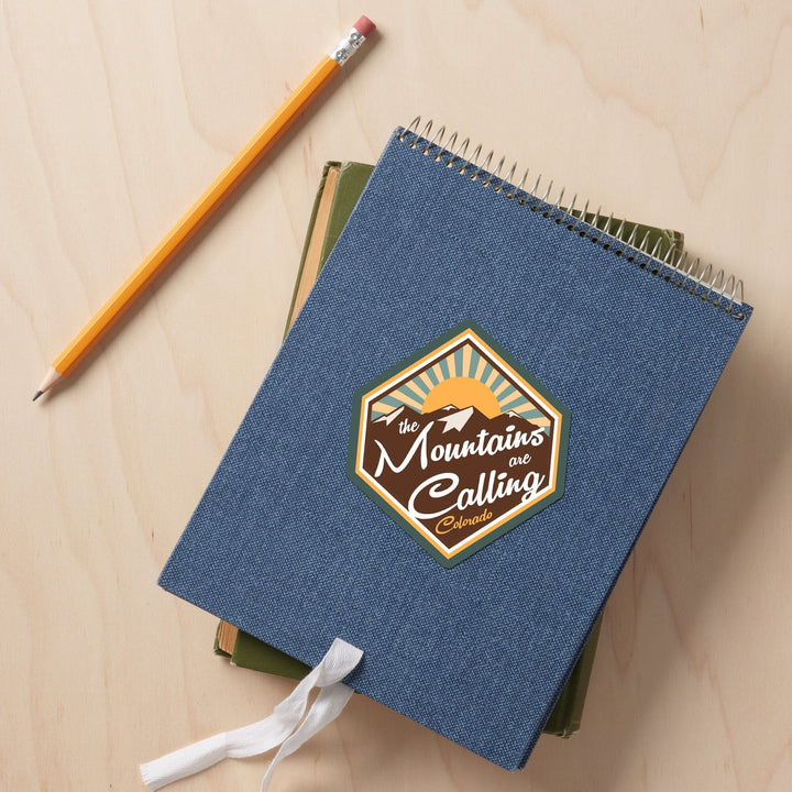 Colorado, Colorado, The Mountains are Calling, Contour, Lantern Press Artwork, Vinyl Sticker - Lantern Press