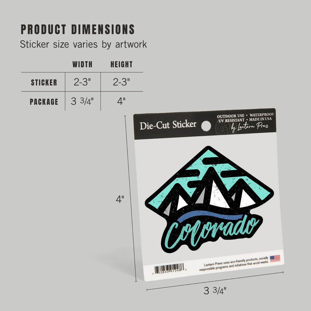 Colorado, Diamond Mountain, Contour, Lantern Press Artwork, Vinyl Sticker - Lantern Press