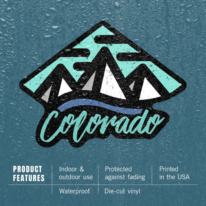 Colorado, Diamond Mountain, Contour, Lantern Press Artwork, Vinyl Sticker - Lantern Press