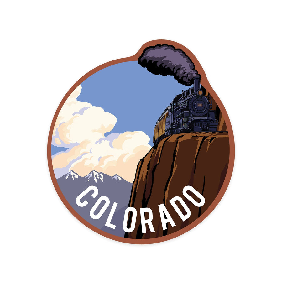 Colorado, Durango and Silverton Narrow Gauge Railroad, Contour, Vinyl Sticker Sticker Lantern Press 