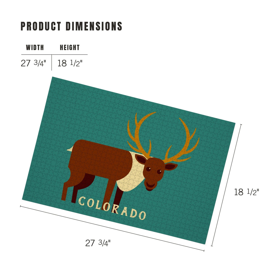 Colorado, Elk Geometric, Jigsaw Puzzle Puzzle Lantern Press 