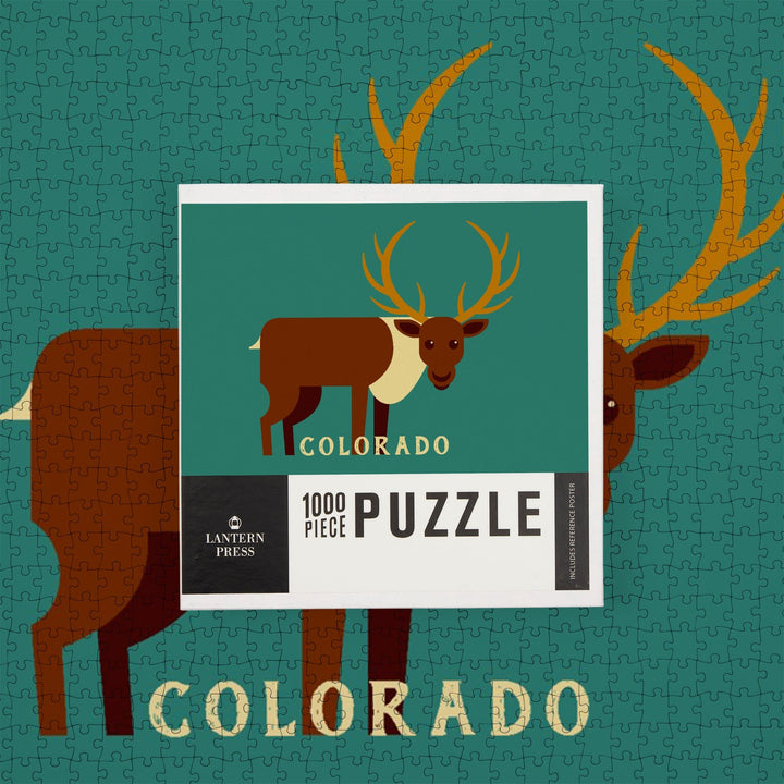 Colorado, Elk Geometric, Jigsaw Puzzle Puzzle Lantern Press 