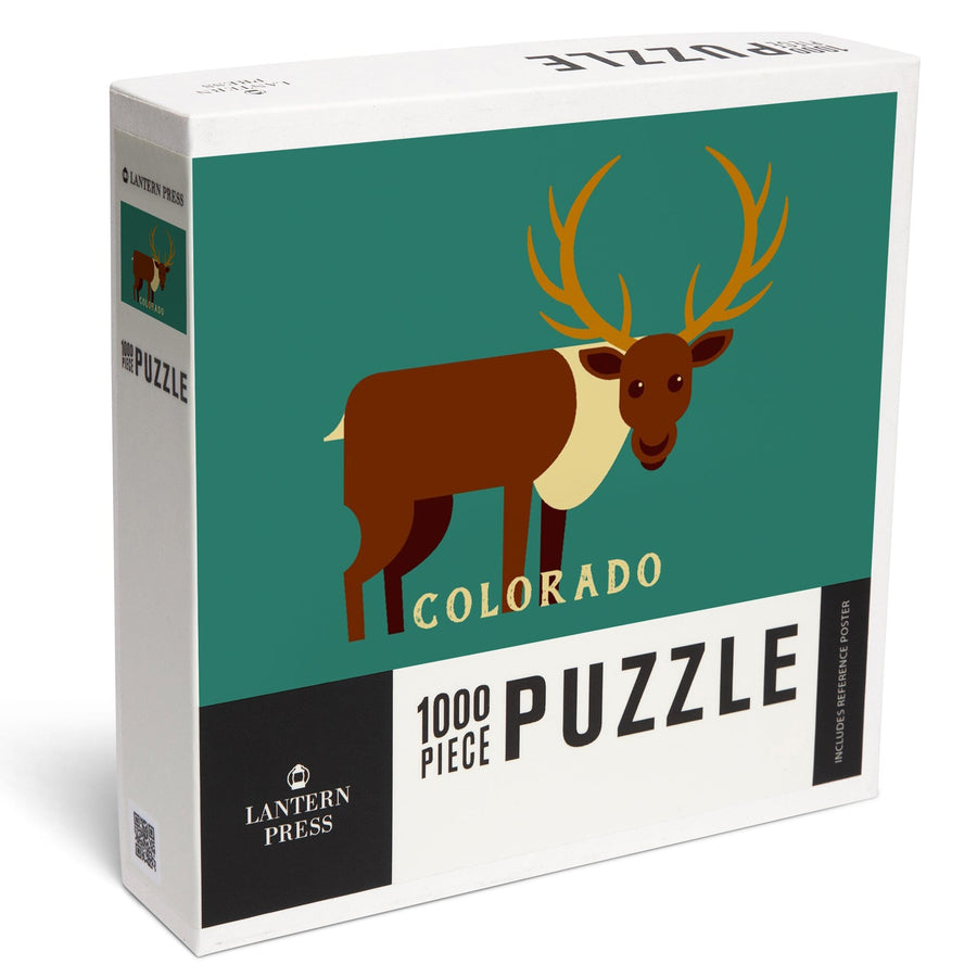 Colorado, Elk Geometric, Jigsaw Puzzle Puzzle Lantern Press 