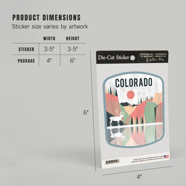 Colorado, Elk, Geometric Opacity, Contour, Vinyl Sticker - Lantern Press