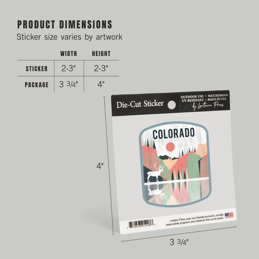 Colorado, Elk, Geometric Opacity, Contour, Vinyl Sticker - Lantern Press