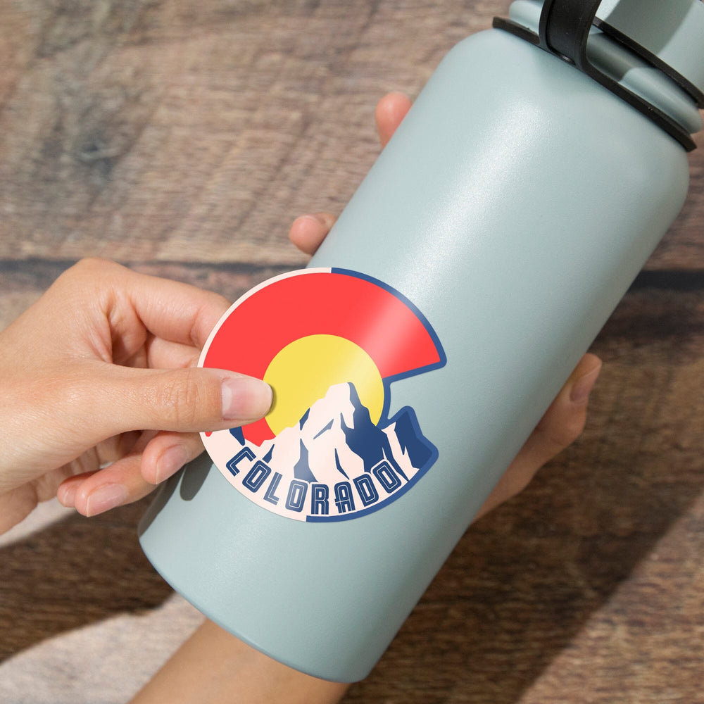 Colorado, Emblem, Contour, Vinyl Sticker - Lantern Press