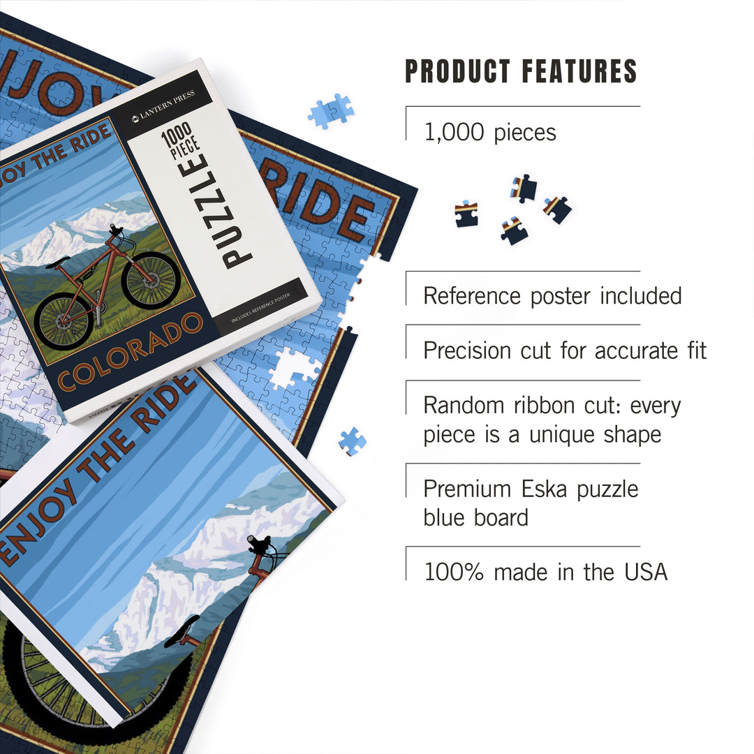 Colorado, Enjoy the Ride, Mountain Bike, Jigsaw Puzzle Puzzle Lantern Press 