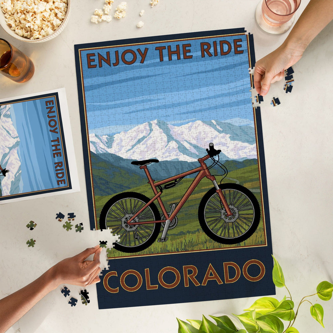 Colorado, Enjoy the Ride, Mountain Bike, Jigsaw Puzzle Puzzle Lantern Press 