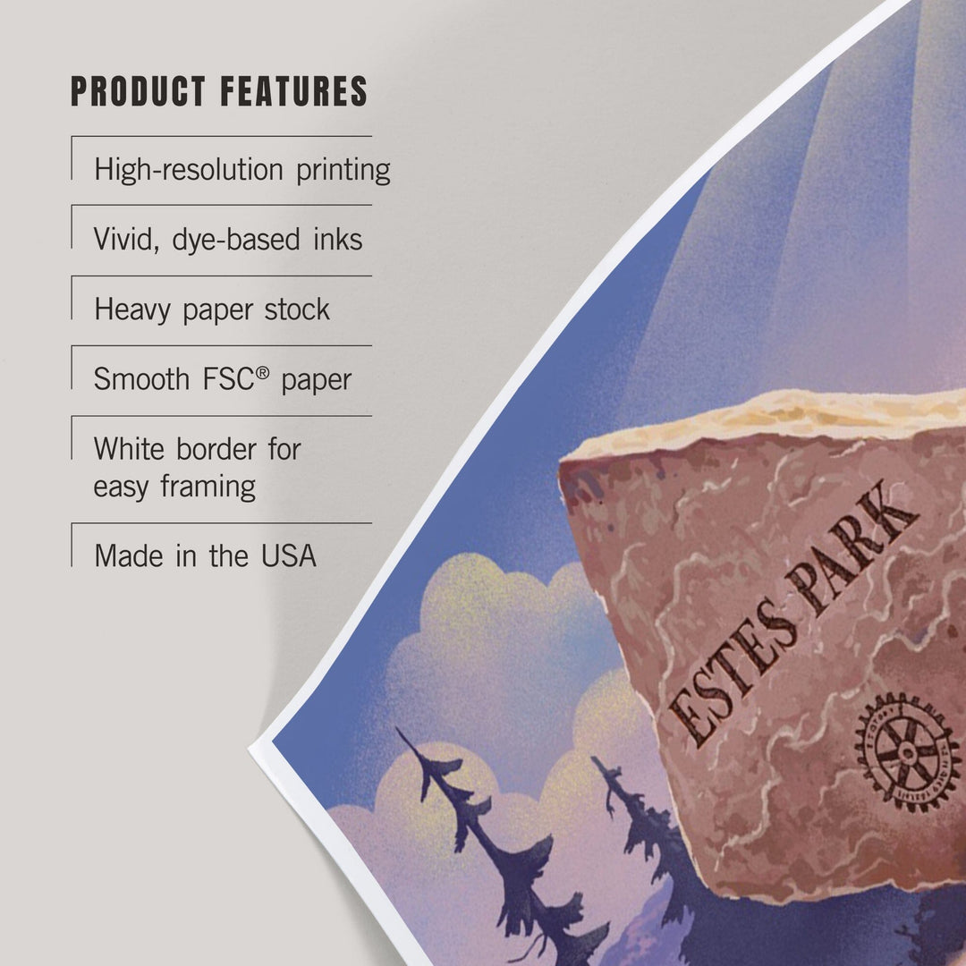 Colorado, Estes Park Sign, Lithograph, Art & Giclee Prints Art Lantern Press 