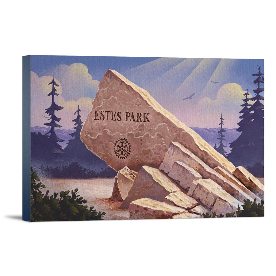 Colorado, Estes Park Sign, Lithograph, Stretched Canvas Canvas Lantern Press 