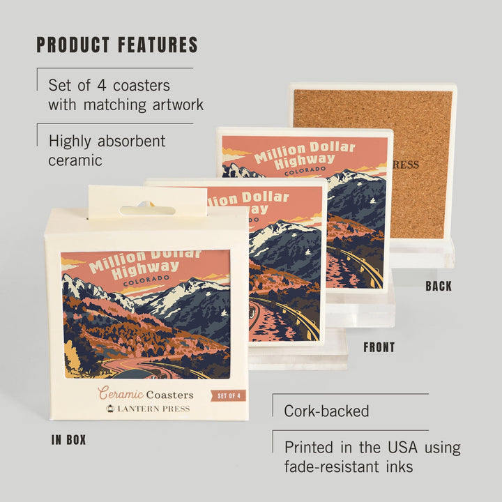 Colorado, Explorer Series, Million Dollar Highway, Coasters Coasters Lantern Press 