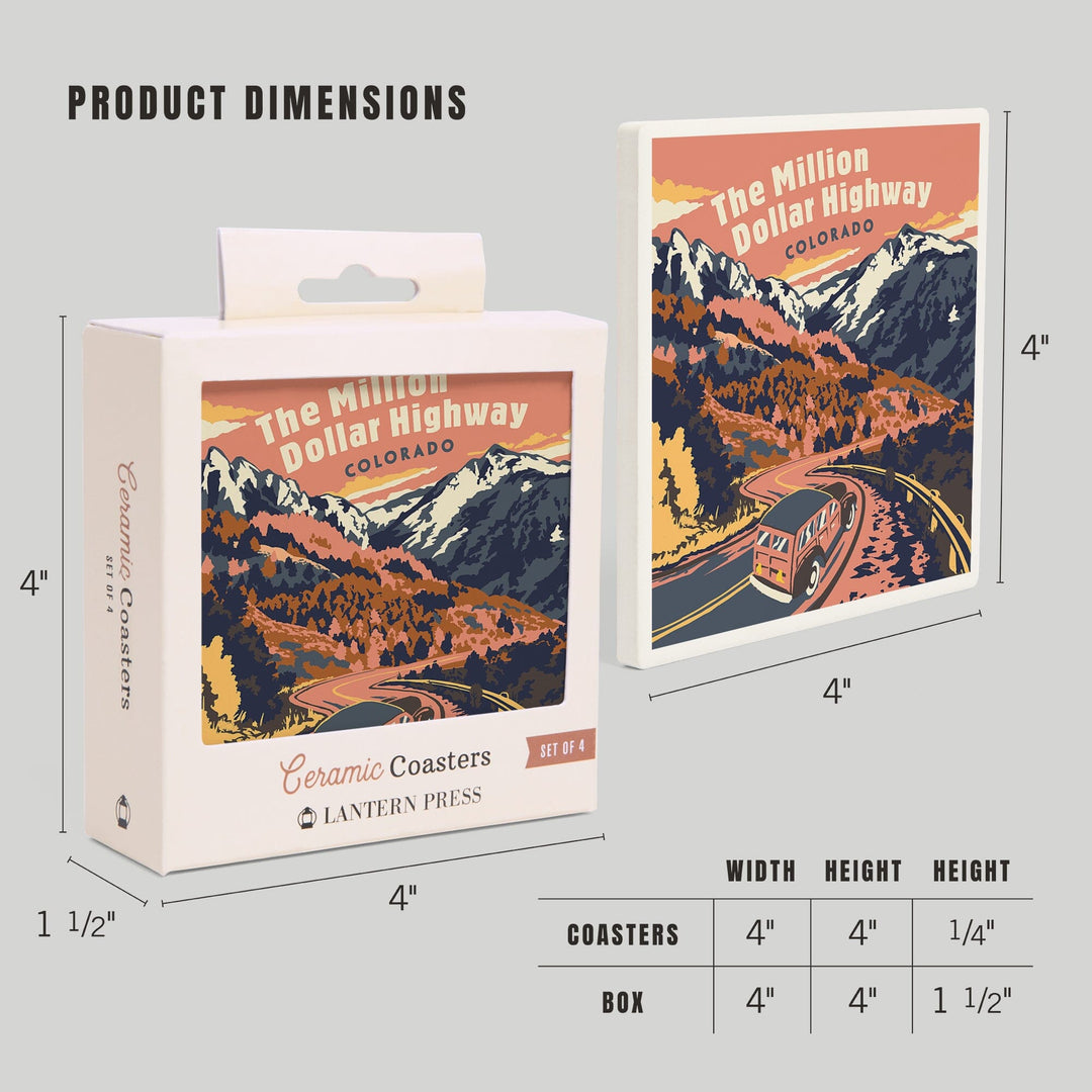 Colorado, Explorer Series, One Million Dollar Highway, Coasters Coasters Lantern Press 