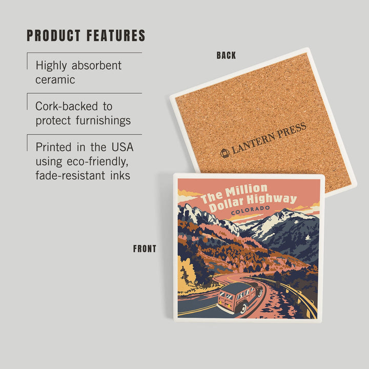 Colorado, Explorer Series, One Million Dollar Highway, Coasters Coasters Lantern Press 