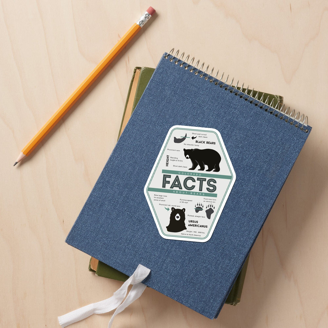 Colorado, Facts About Bears, Contour, Vinyl Sticker Sticker Lantern Press 