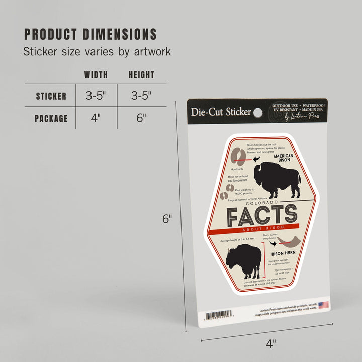 Colorado, Facts About Bison, Contour, Vinyl Sticker - Lantern Press