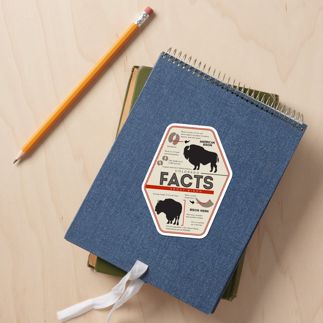 Colorado, Facts About Bison, Contour, Vinyl Sticker - Lantern Press