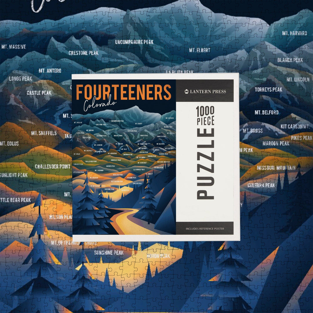 Colorado, Fourteeners, Mountain Range and Names, Jigsaw Puzzle Puzzle Lantern Press 