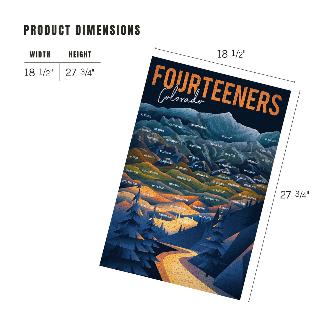 Colorado, Fourteeners, Mountain Range and Names, Jigsaw Puzzle Puzzle Lantern Press 