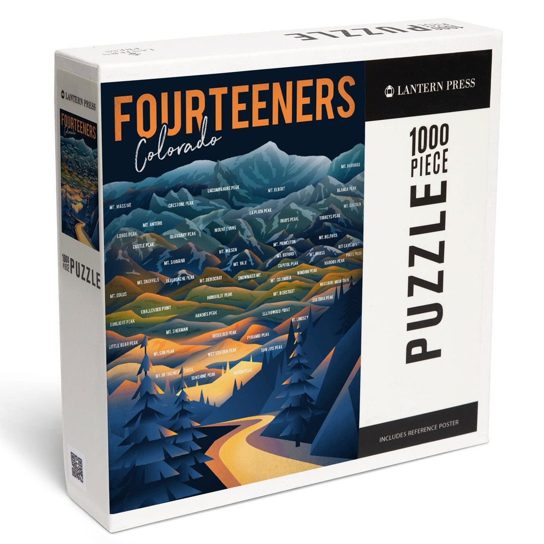 Colorado, Fourteeners, Mountain Range and Names, 1000 piece jigsaw puzzle –  Lantern Press