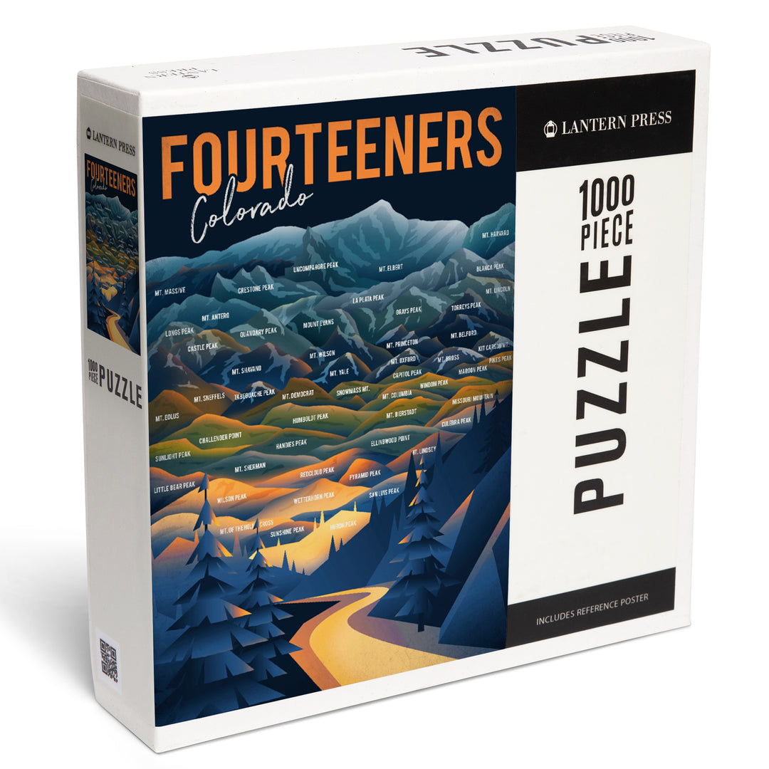 Colorado, Fourteeners, Mountain Range and Names, Jigsaw Puzzle Puzzle Lantern Press 