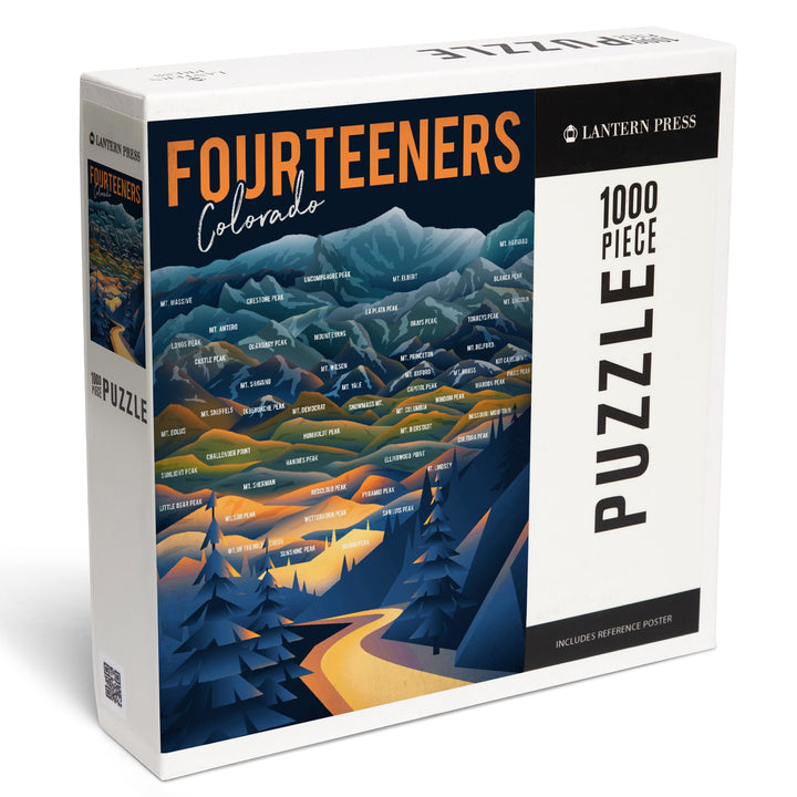 Colorado, Fourteeners, Mountain Range and Names, Jigsaw Puzzle Puzzle Lantern Press 