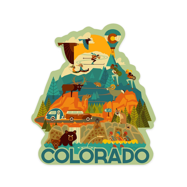 Colorado, Geometric, Contour, Lantern Press Artwork, Vinyl Sticker - Lantern Press