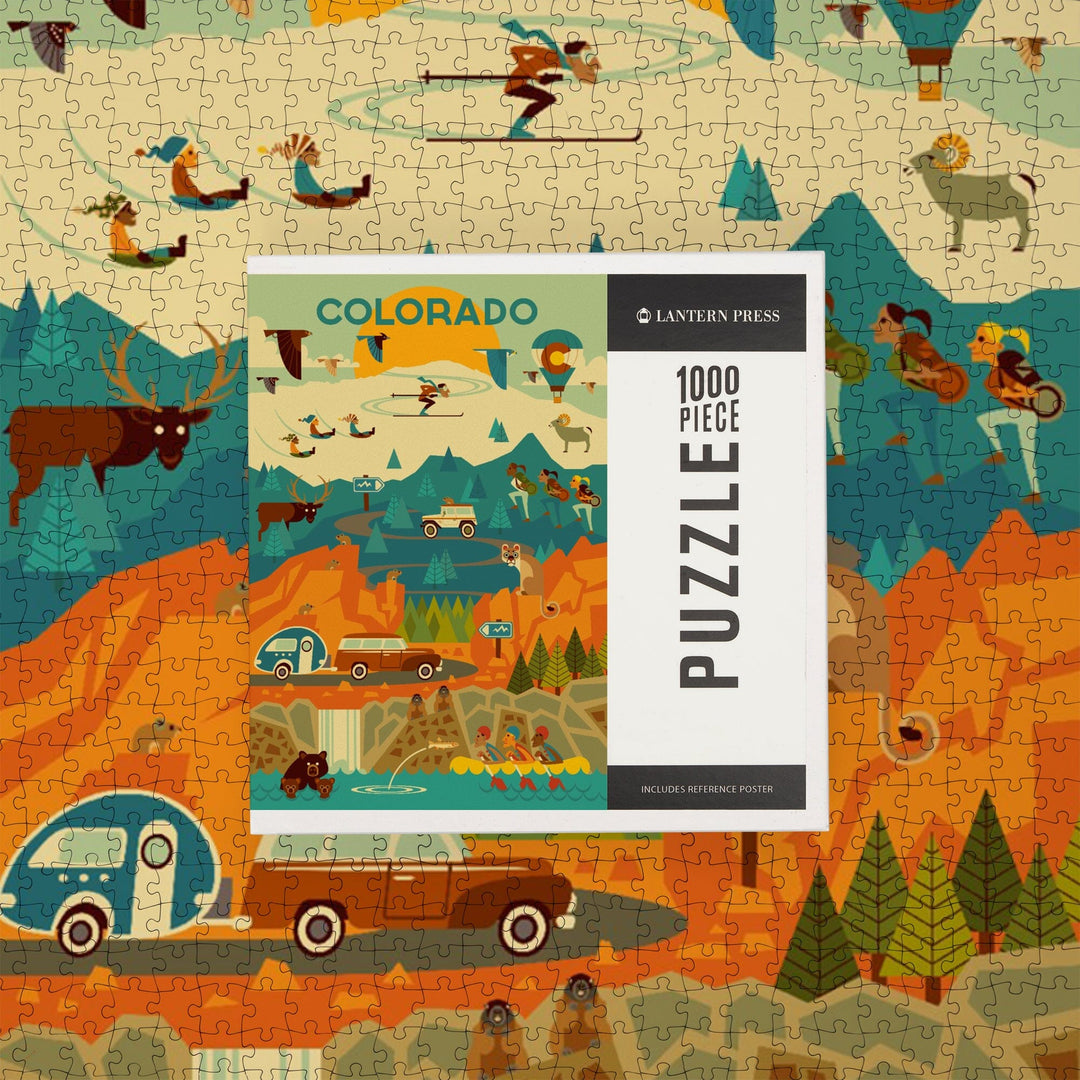 Colorado, Geometric, Jigsaw Puzzle Puzzle Lantern Press 
