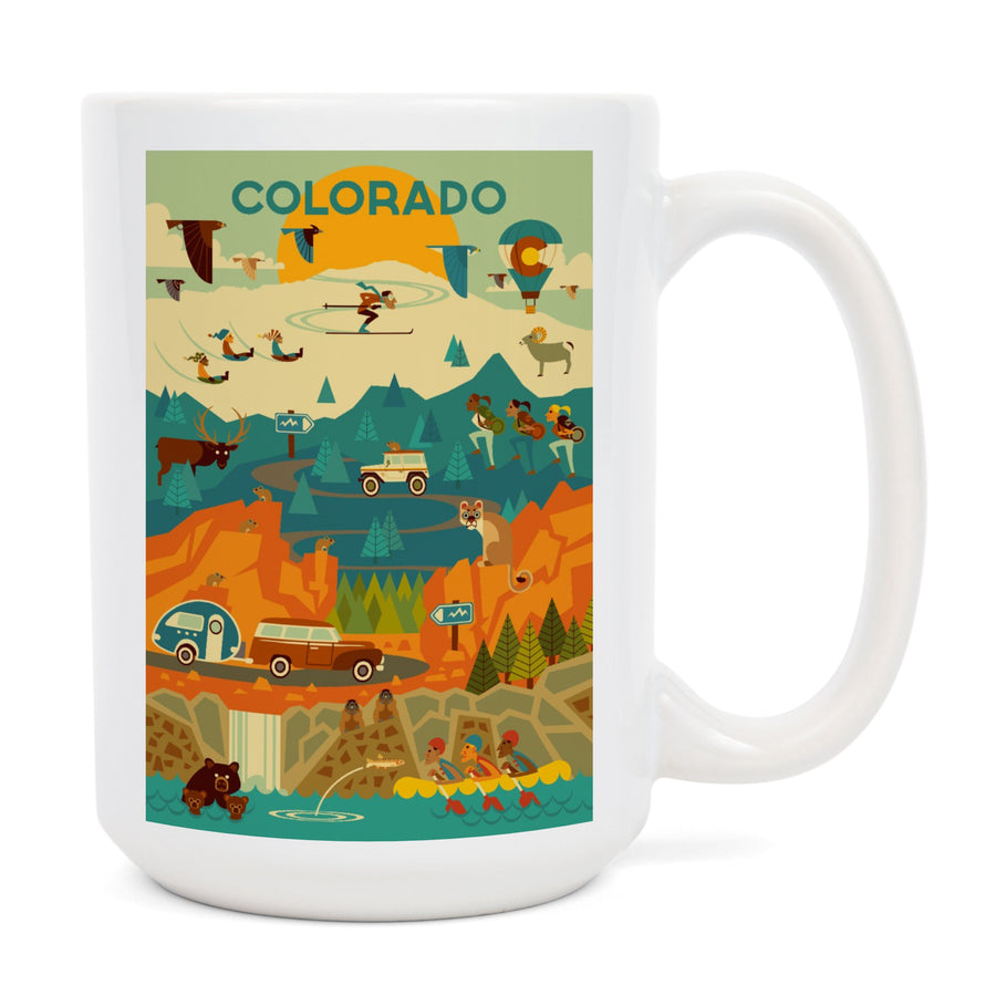 Colorado, Geometric, Lantern Press Artwork, Ceramic Mug Mugs Lantern Press 