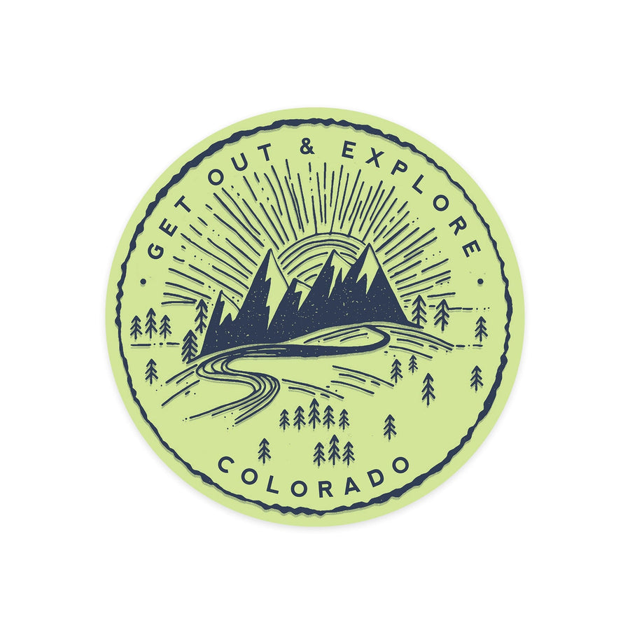 Colorado, Get Out and Explore, Contour, Vinyl Sticker - Lantern Press