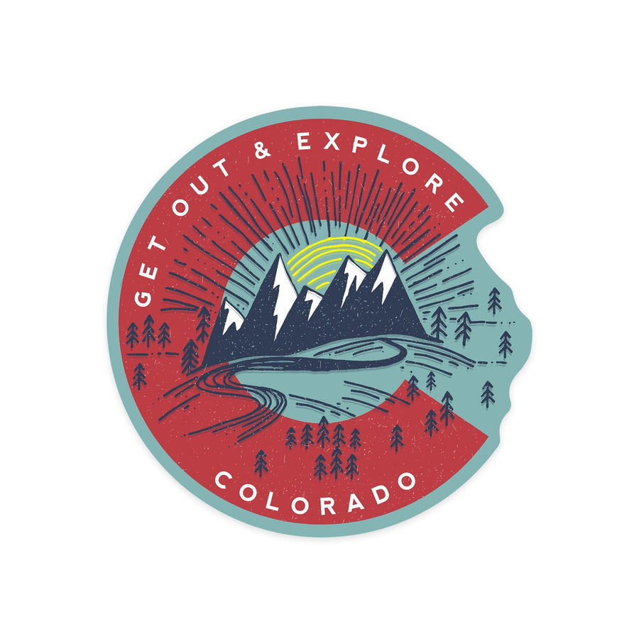 Colorado, Get Out & Explore, Colorado C, Contour, Lantern Press Artwork, Vinyl Sticker Sticker Lantern Press 