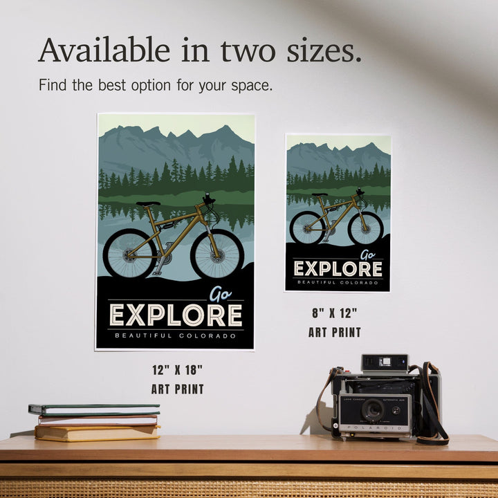 Colorado, Go Explore, Bike, Art & Giclee Prints Art Lantern Press 