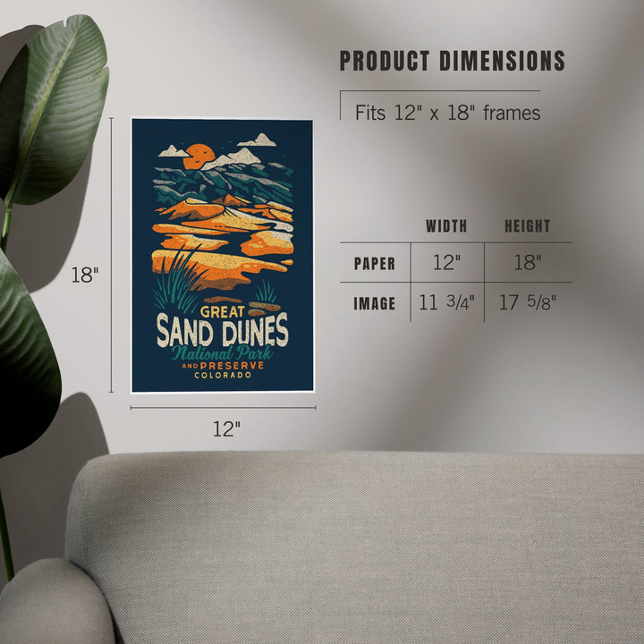 Colorado, Great Sand Dunes National Park and Preserve, Distressed, Art & Giclee Prints Art Lantern Press 