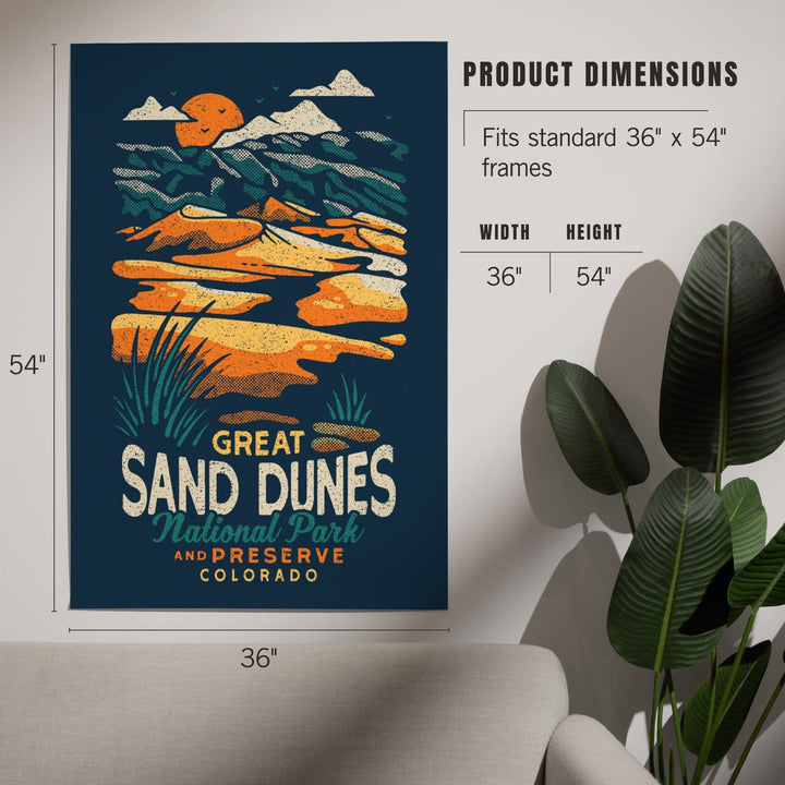 Colorado, Great Sand Dunes National Park and Preserve, Distressed, Art & Giclee Prints Art Lantern Press 