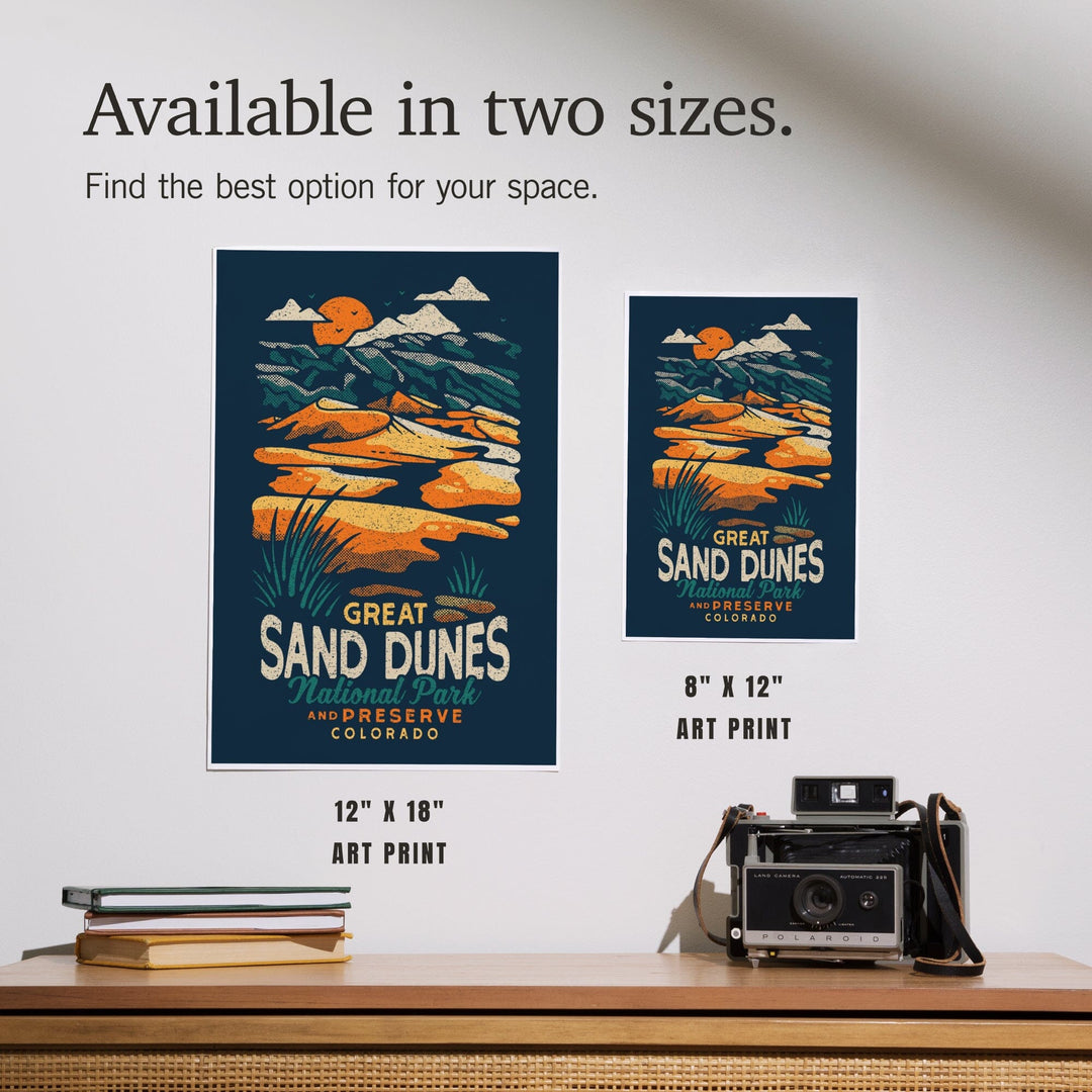 Colorado, Great Sand Dunes National Park and Preserve, Distressed, Art & Giclee Prints Art Lantern Press 