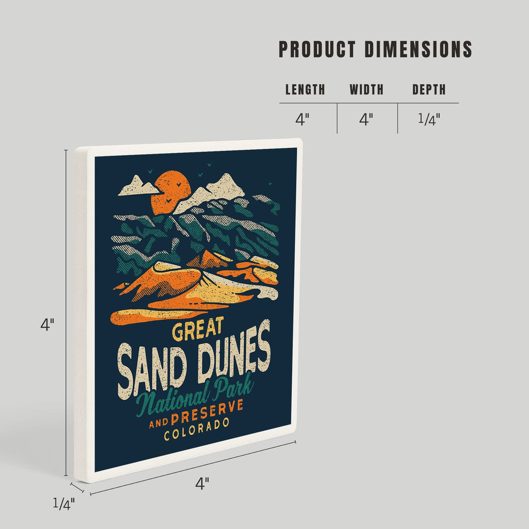 Colorado, Great Sand Dunes National Park and Preserve, Distressed, Coasters Coasters Lantern Press 